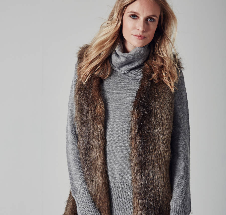 women's long faux fur gilet by kemp & co | notonthehighstreet.com