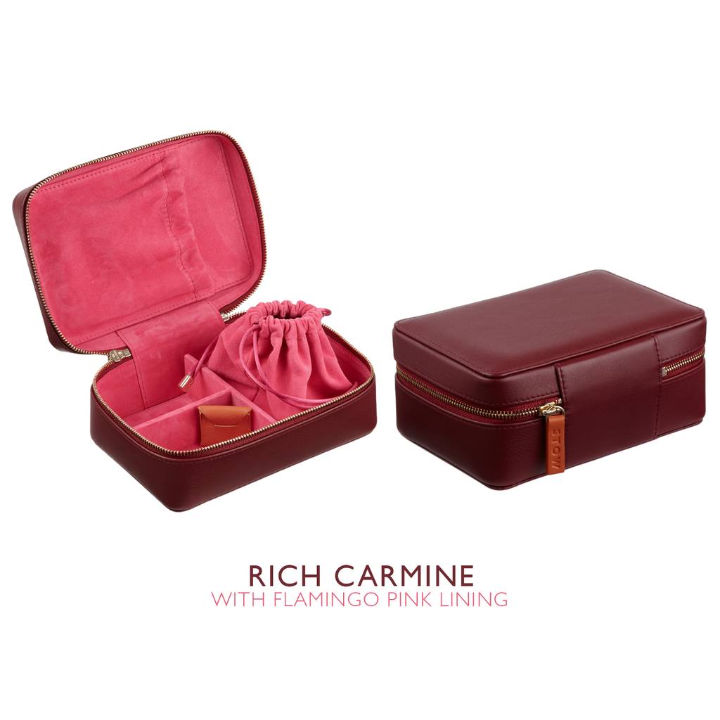 personalised luxury leather jewellery case by stow