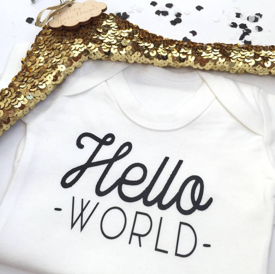 hello world baby grow by baby yorke designs | notonthehighstreet.com