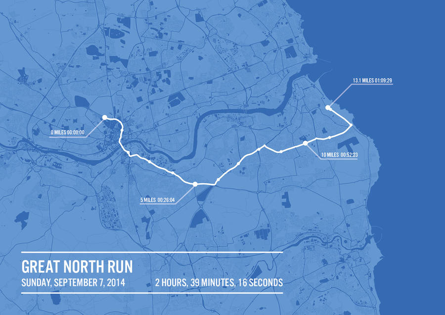 personalised great north run map poster by printmetrics  notonthehighstreet.com