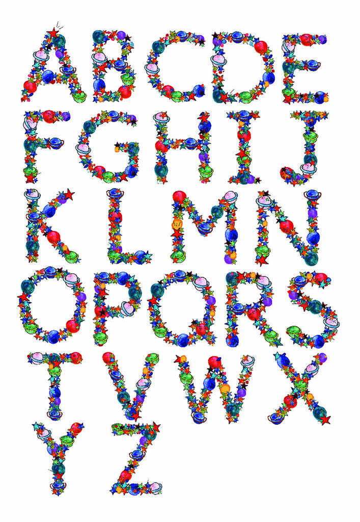 personalised space name watercolour print by little pea studio