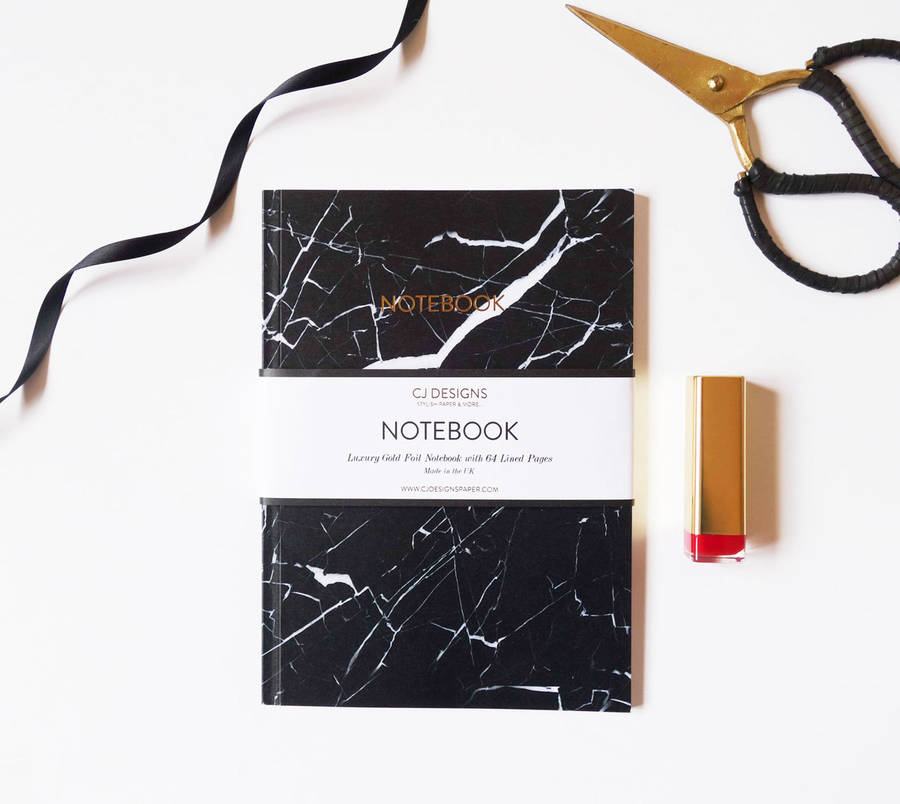 marble a5 gold foil notebook by cj designs