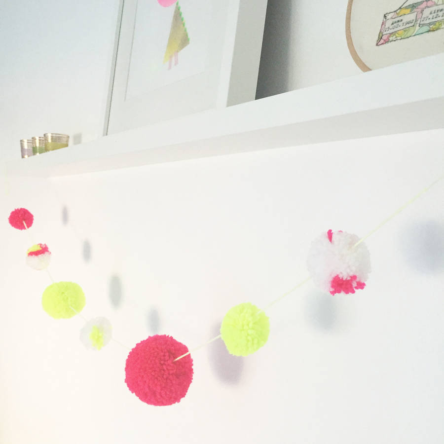 neon pom pom garland by neon pineapple