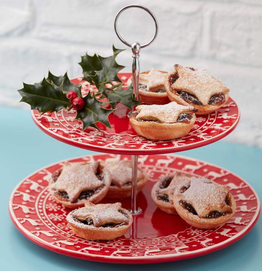 nordic red serving plate or cake stand by the christmas home