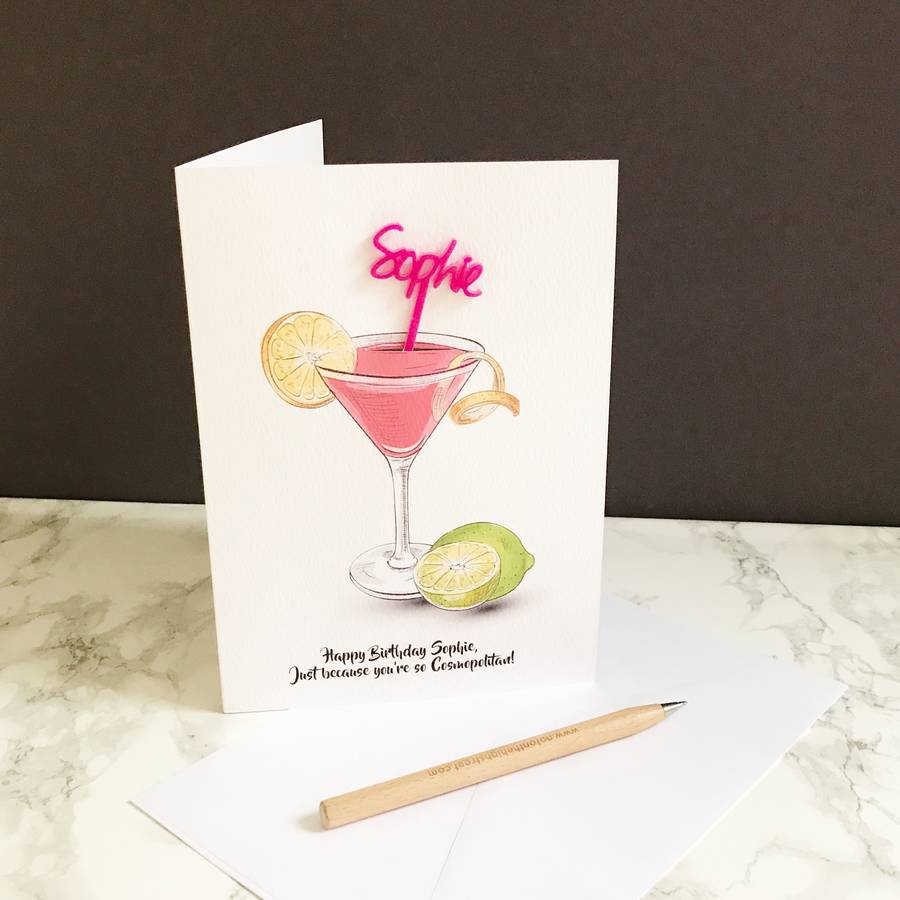 cosmopolitan birthday swizzle stick card by suzy q designs