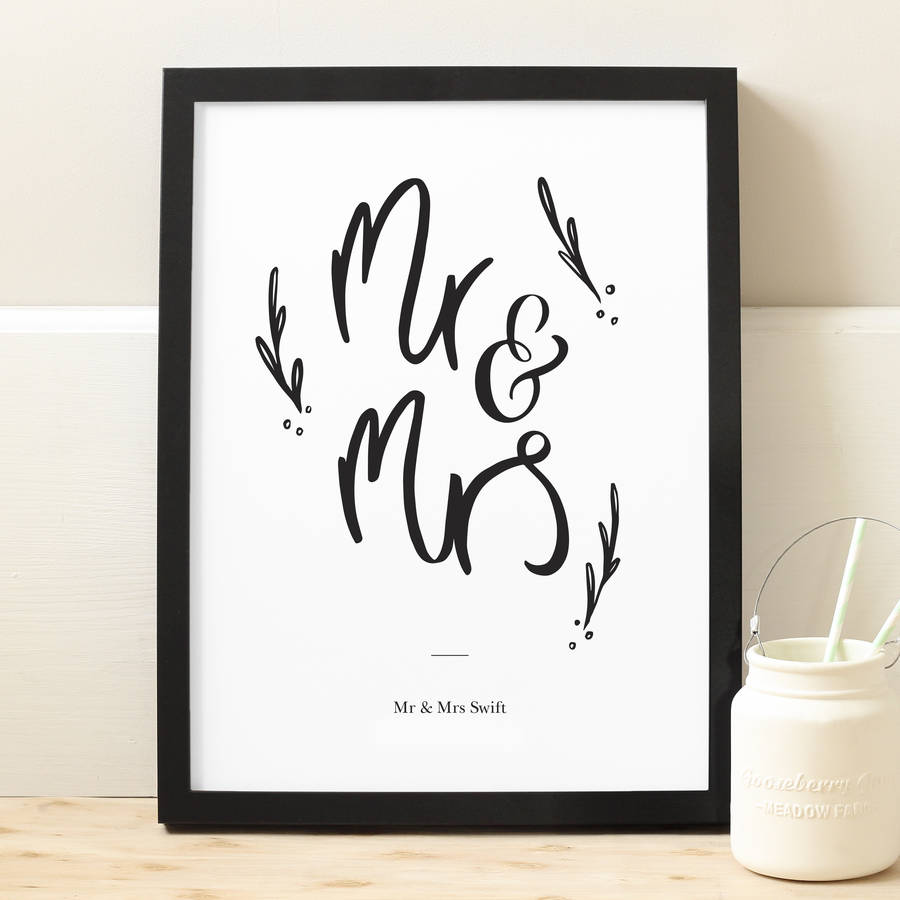 Mr And Mrs Wedding Print By Old English Company 1008