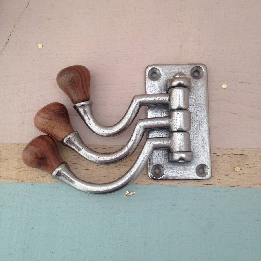 vintage style wooden swivel hooks by posh totty designs interiors
