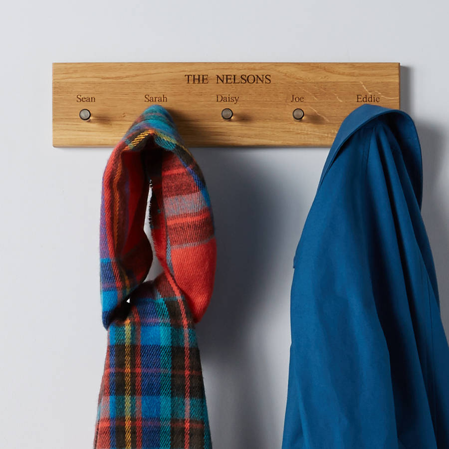 Personalised Oak Coat Hooks Rack