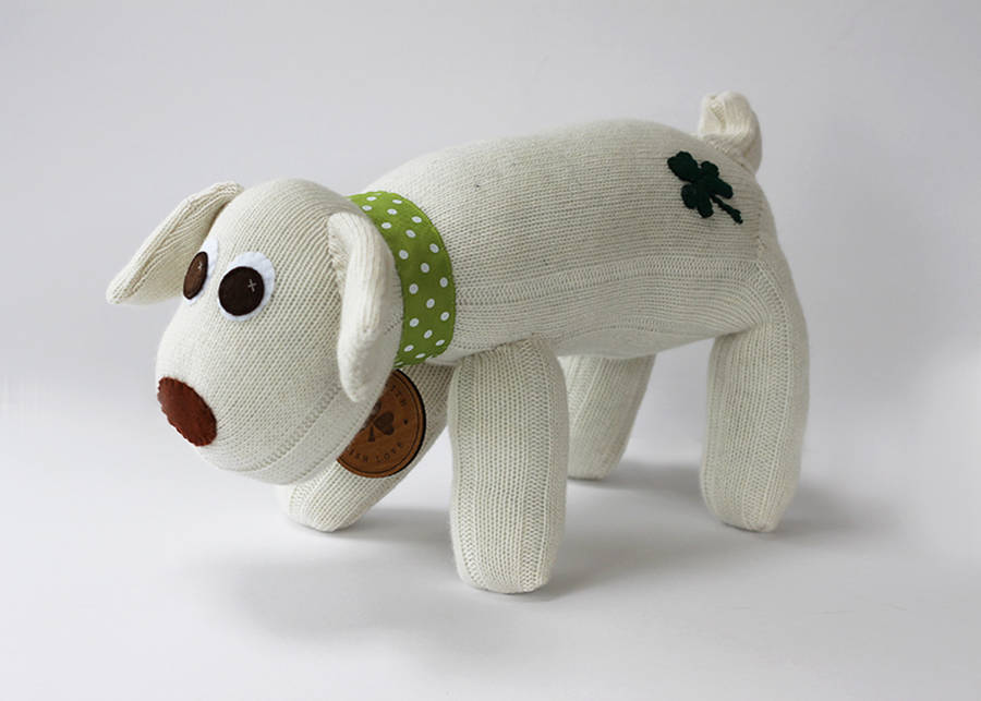 cream sock dog soft toy by sealed with irish love
