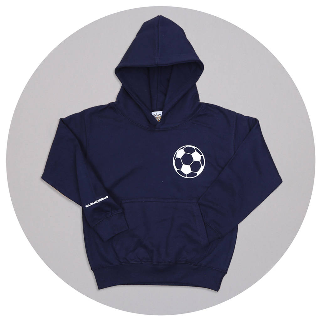 personalised football hoodie by malcolm & gerald