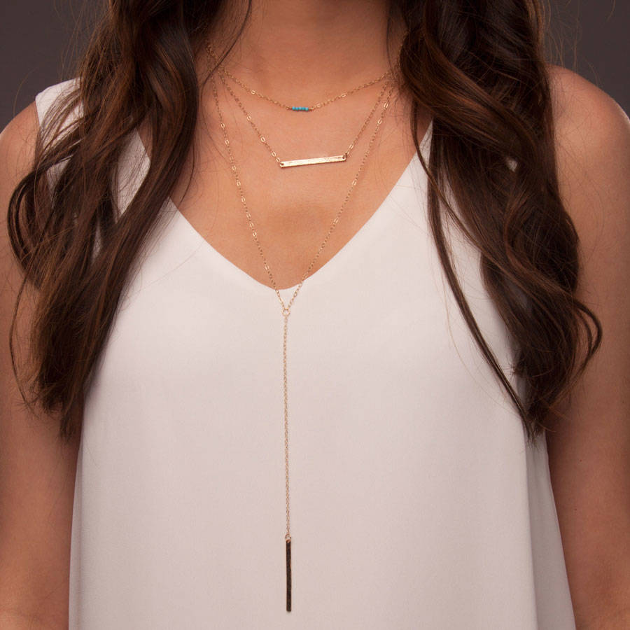 layered gold or silver bar necklace set by lulu + belle