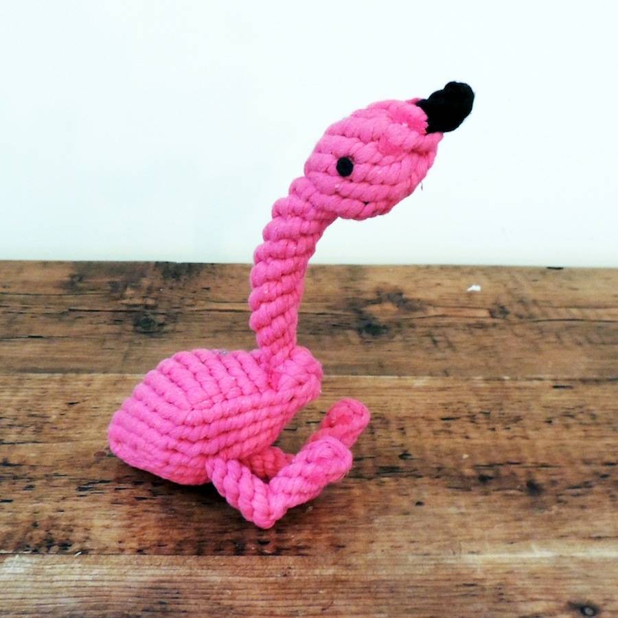 flamingo rope dog toy by throw & phetch