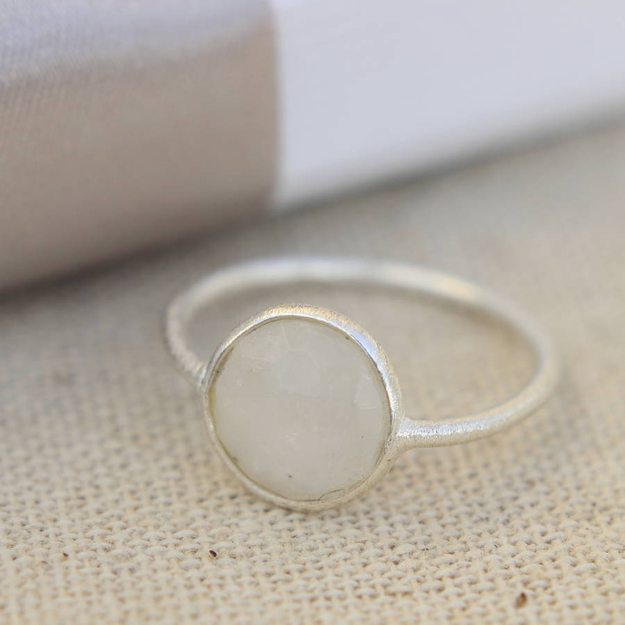 round silver moonstone ring by molly & pearl