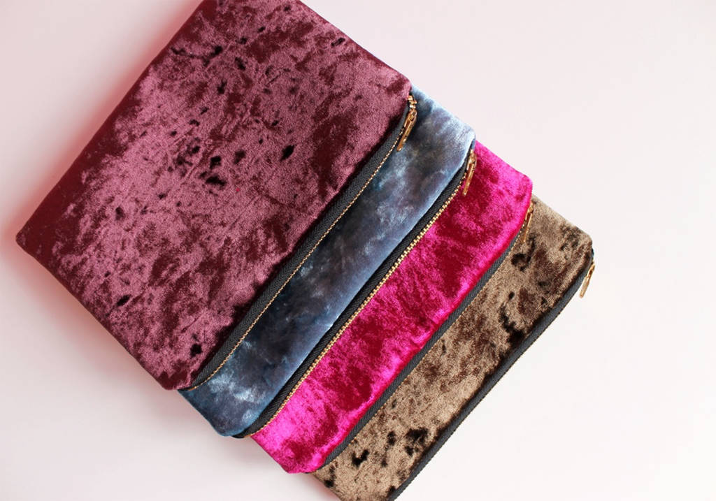 velvet embroidered makeup bag