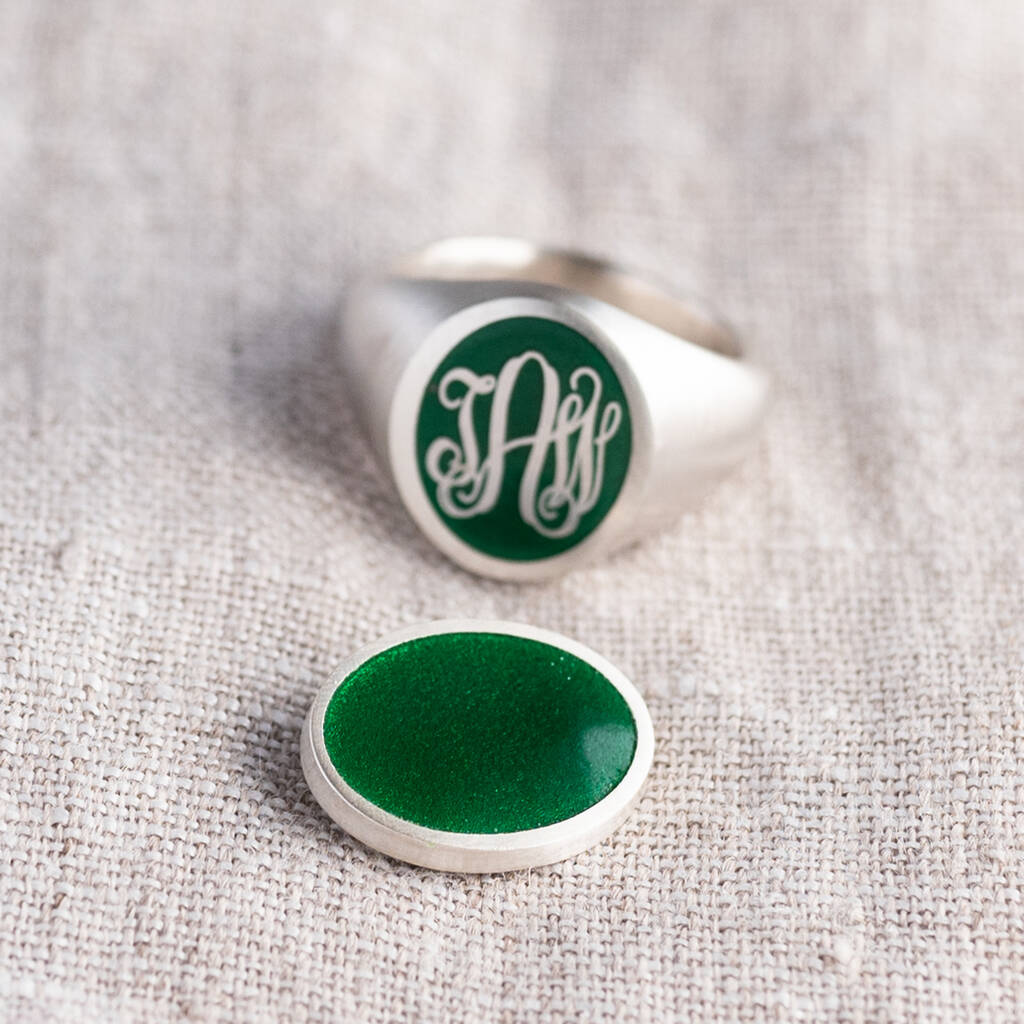 Initial Monogram Sterling Silver Signet Ring By Sally Clay