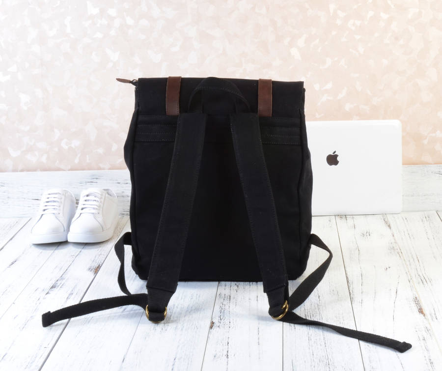 personalised classic style canvas backpack by eazo