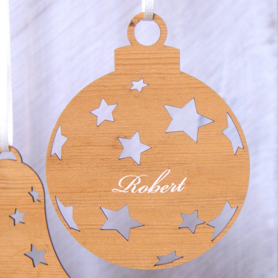 personalised engraved christmas tree decoration by urban twist