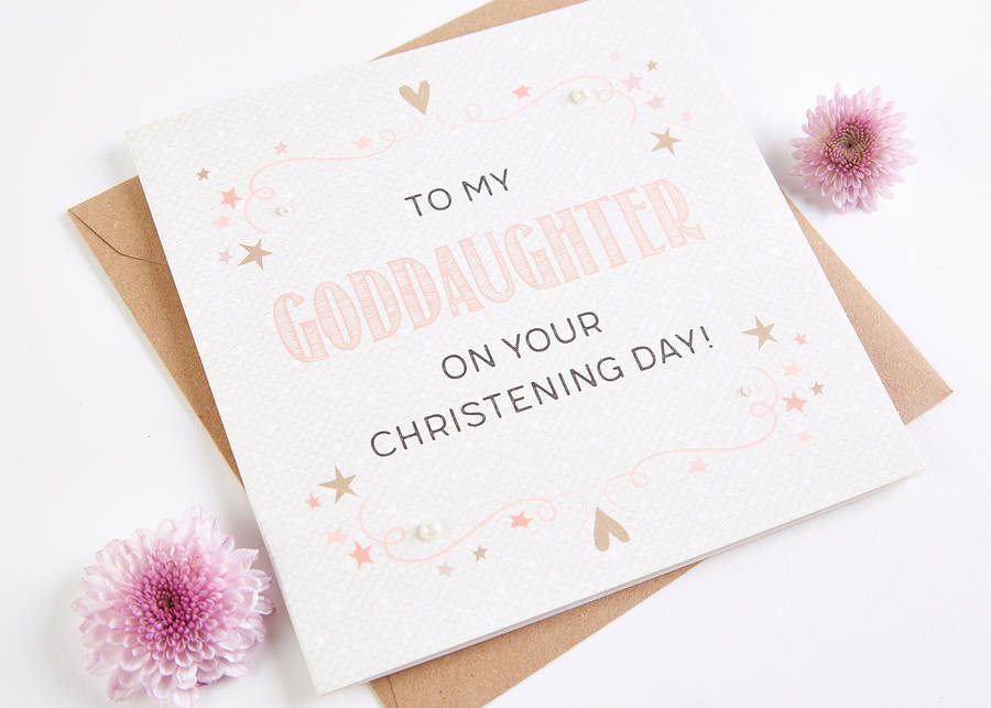 goddaughter christening day card by norma&dorothy