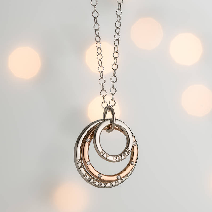personalised family names diamond necklace by posh totty designs