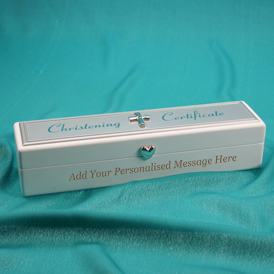 personalised christening certificate holder with cross by