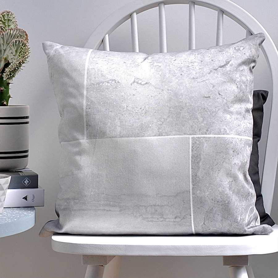 grey tile effect cushion by nomadic being