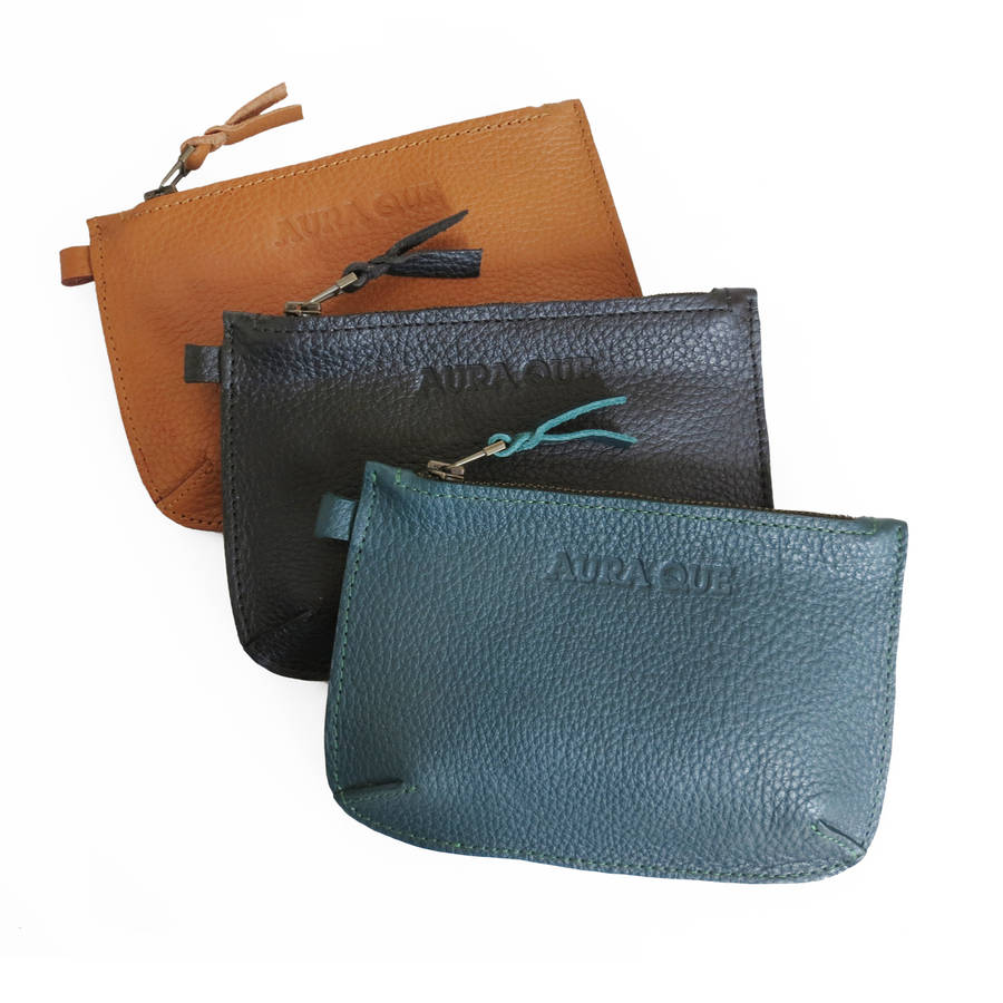 leather pari zip purse by aura que