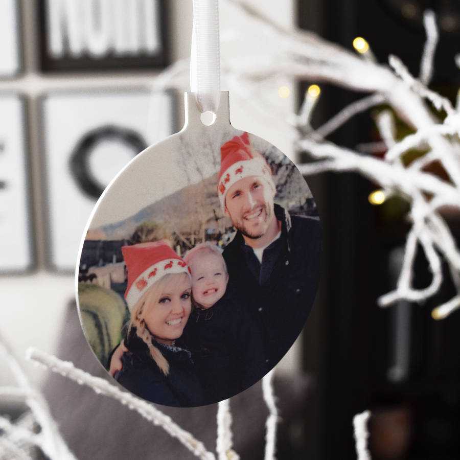 personalised photo christmas tree decoration by pushka home