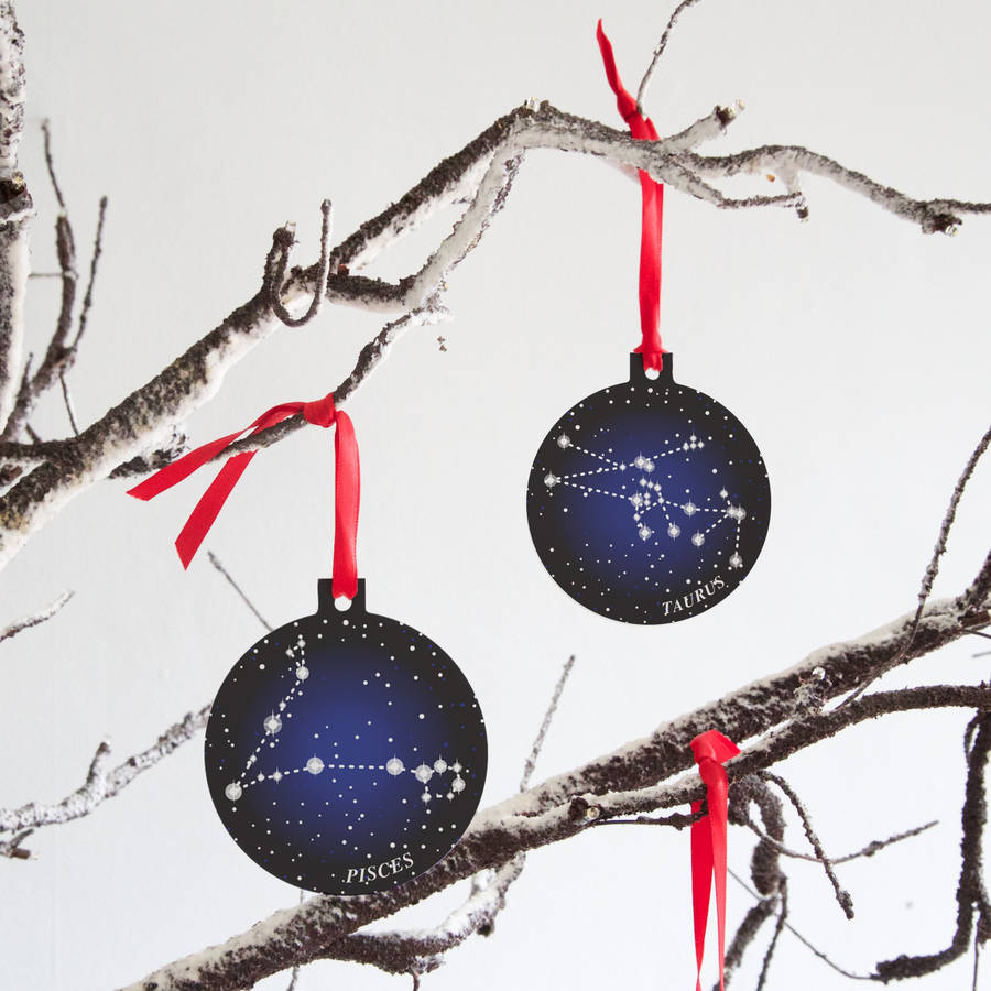 personalised couple's astrological decoration set by claire close