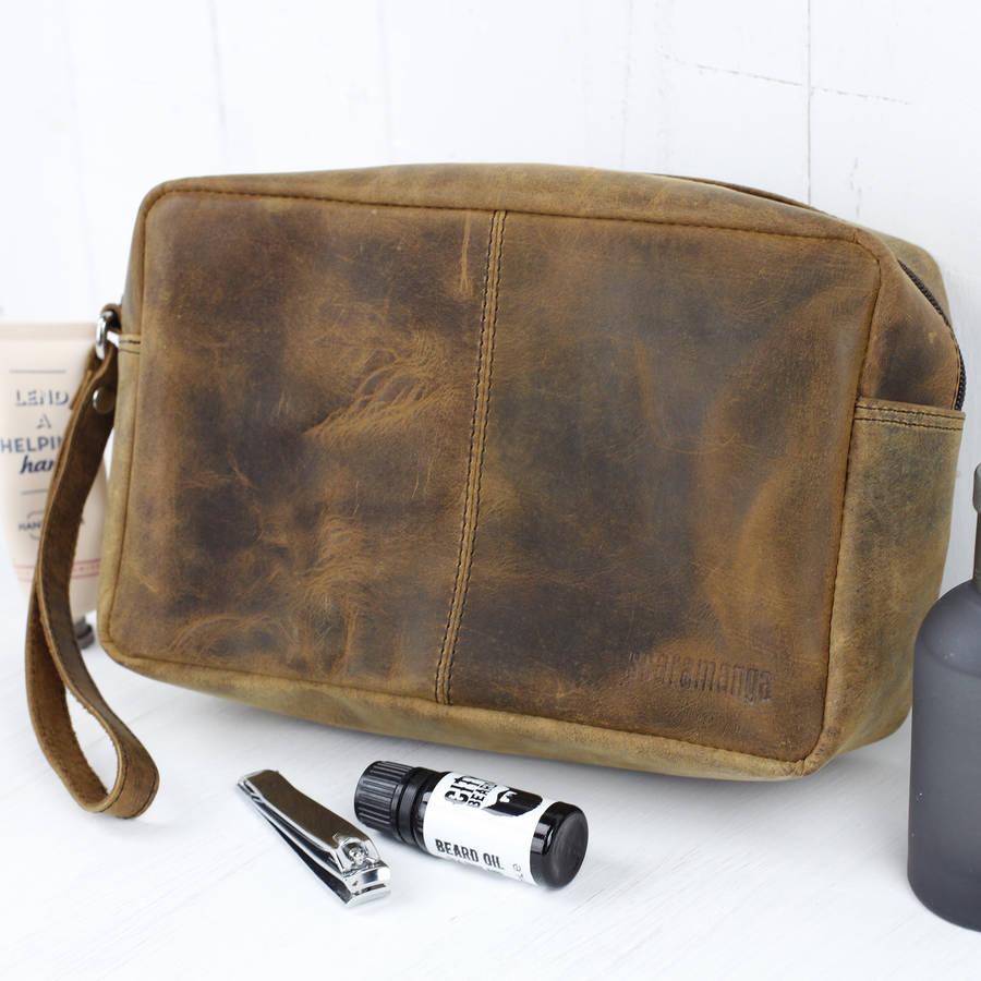 leather wash bag womens