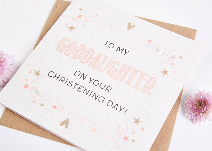 goddaughter christening day card by norma&dorothy
