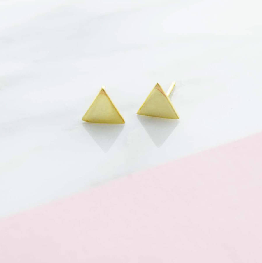 triangle stud earrings by dainty edge jewellery