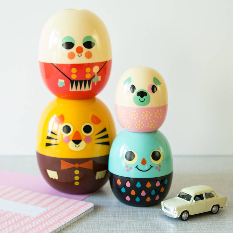 retro style egg shaped nesting russian doll set by berylune
