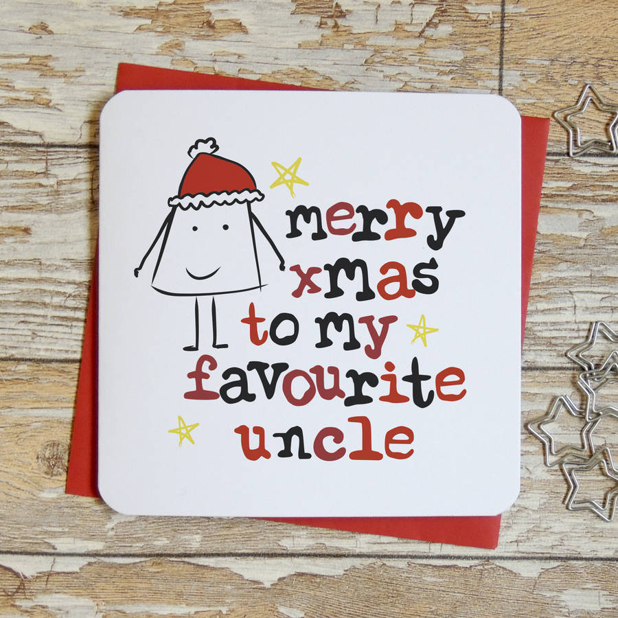 'merry christmas to my favourite uncle' card by parsy card co  notonthehighstreet.com