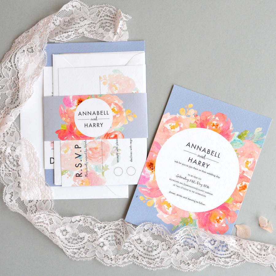 floral pastel wedding invitation by amanda michelle design & stationery