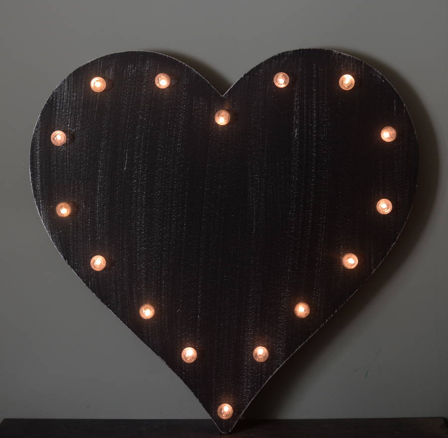 black wooden heart light box by the forest & co notonthehighstreet.com