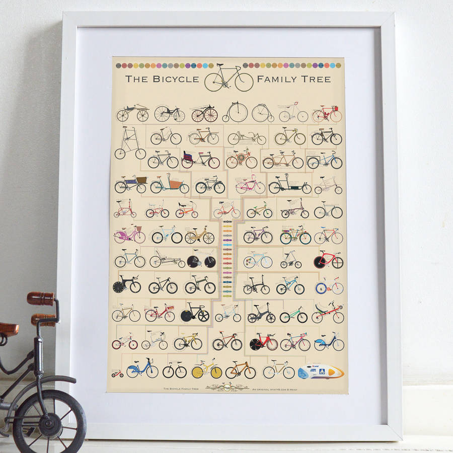 the bicycle family tree bike poster wall art print by wyatt9