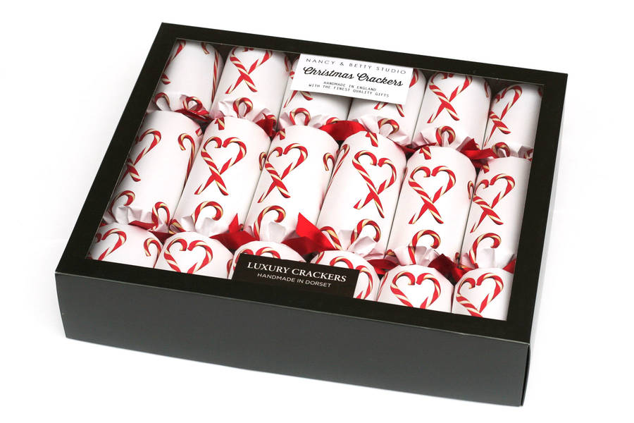 six luxury candy cane christmas crackers by nancy & betty studio