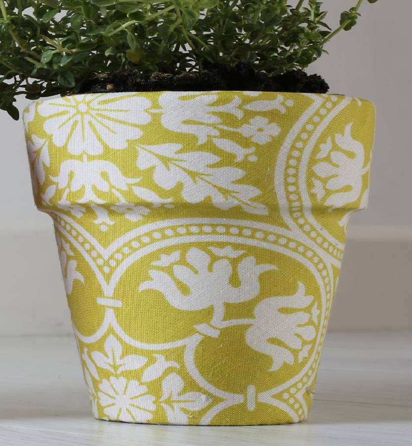 tile fabric covered plant pots by deja ooh