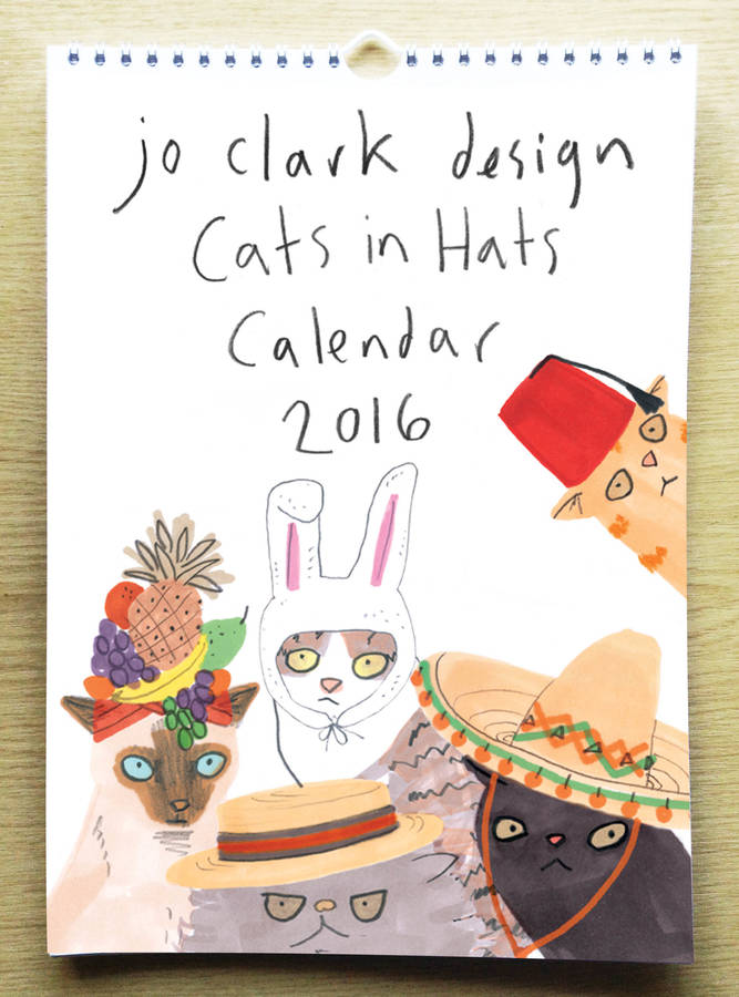 2016 cats in hats calendar by jo clark design