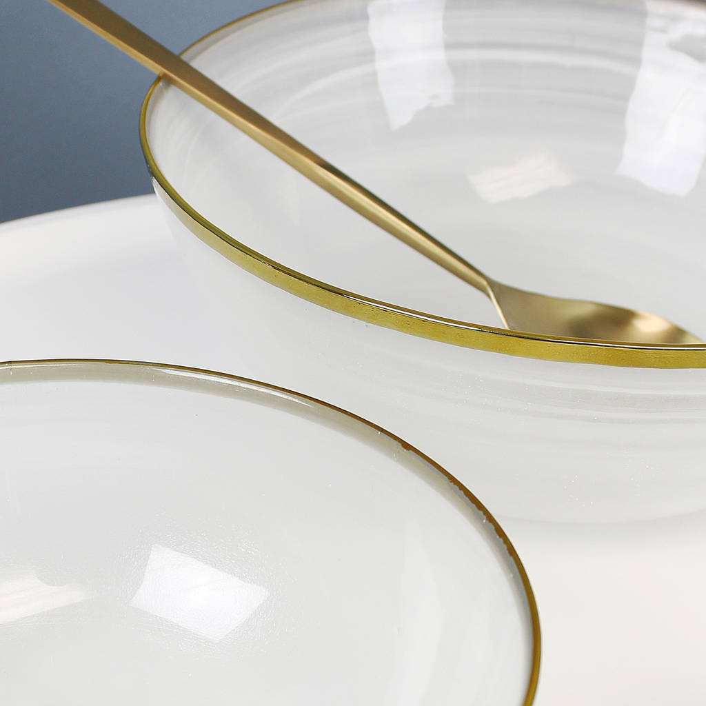 round glass gold rim bowls by marquis & dawe