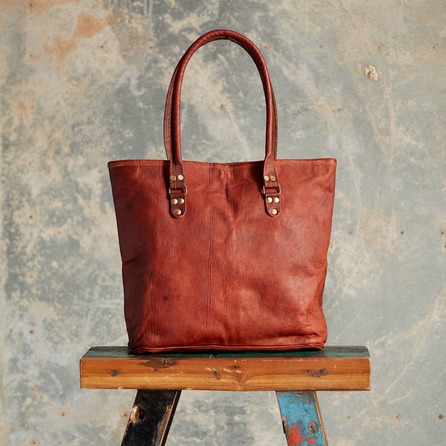 large leather tote bag by paper high | 0