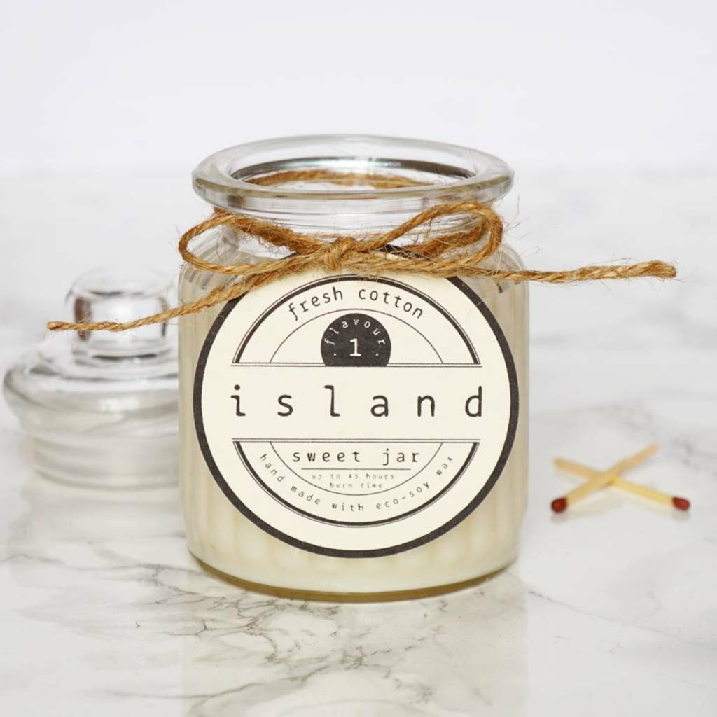 fresh cotton scented soy candle by island