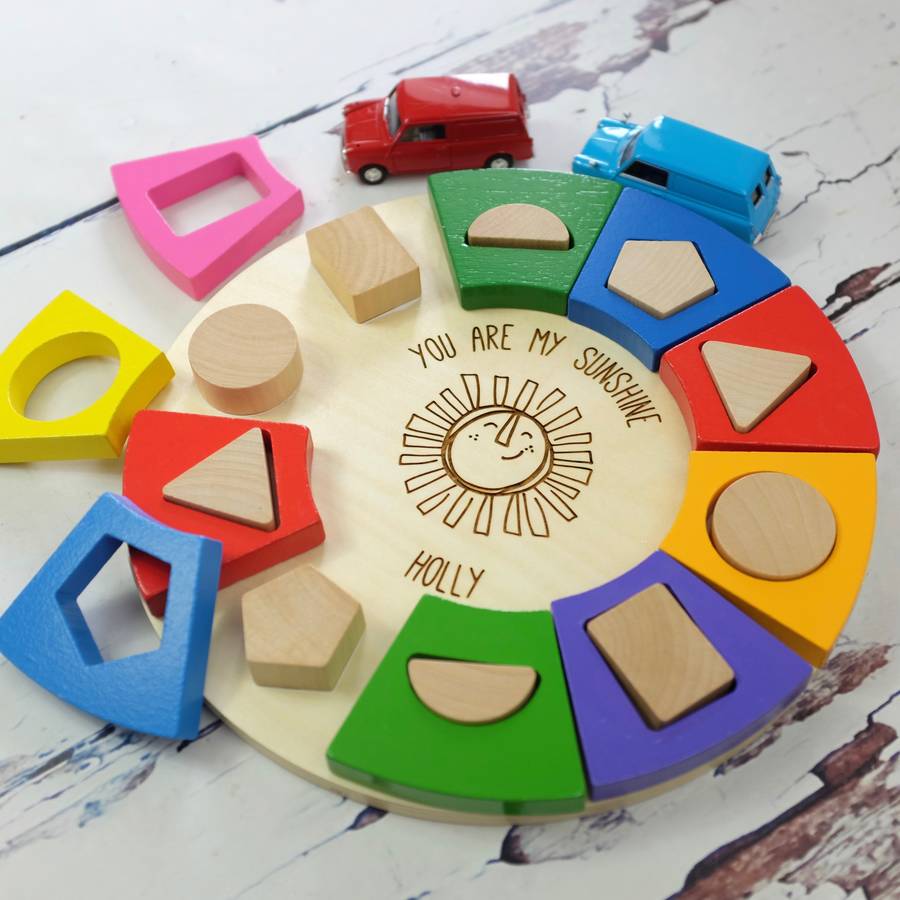 personalised shape sorting puzzle toy by auntie mims