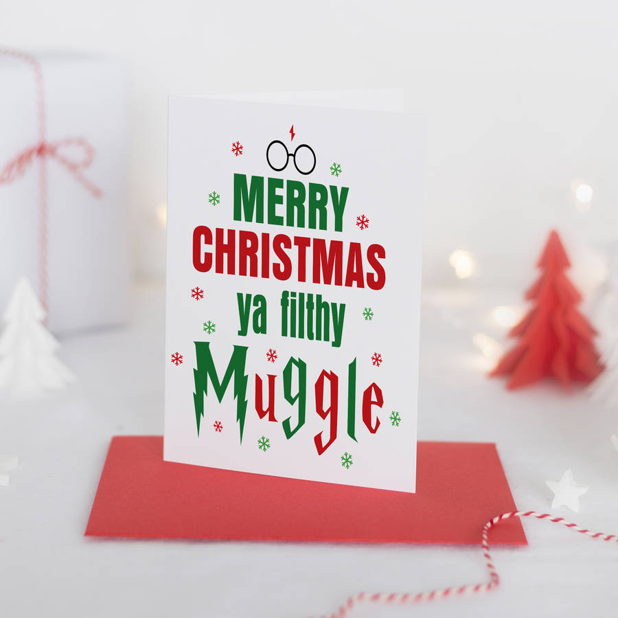 'merry christmas ya filthy muggle' card by lucky roo