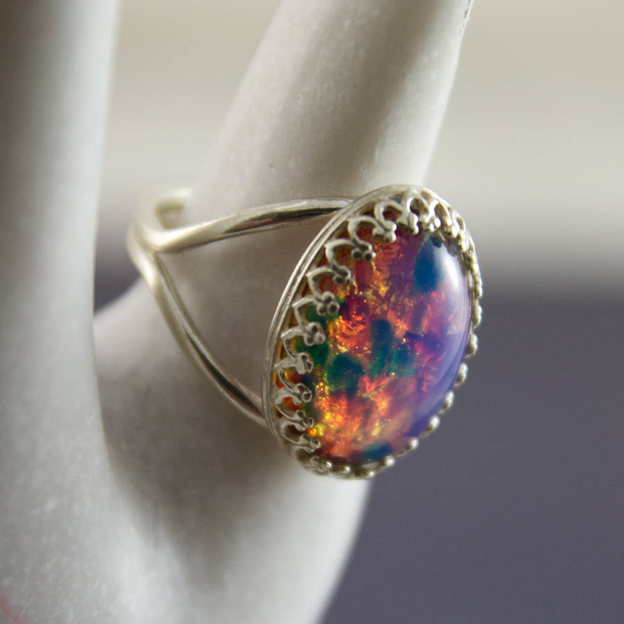 sterling silver fire opal ring by penny masquerade | notonthehighstreet.com