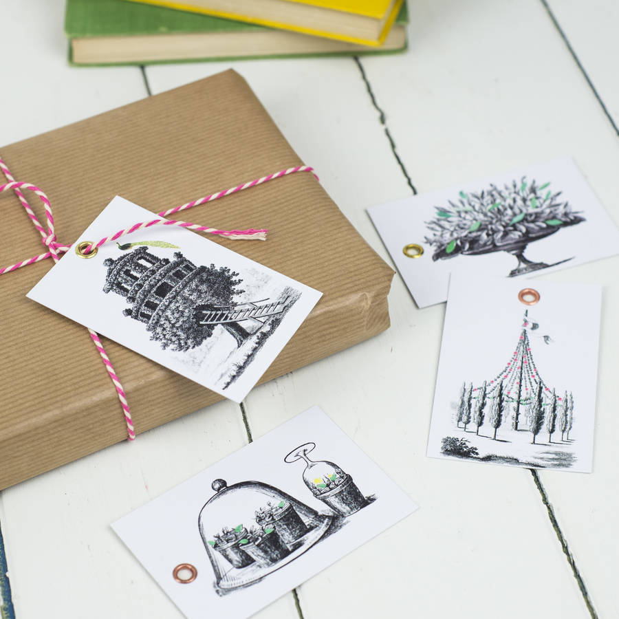 gift tags with string, vintage design by bonnie and bell