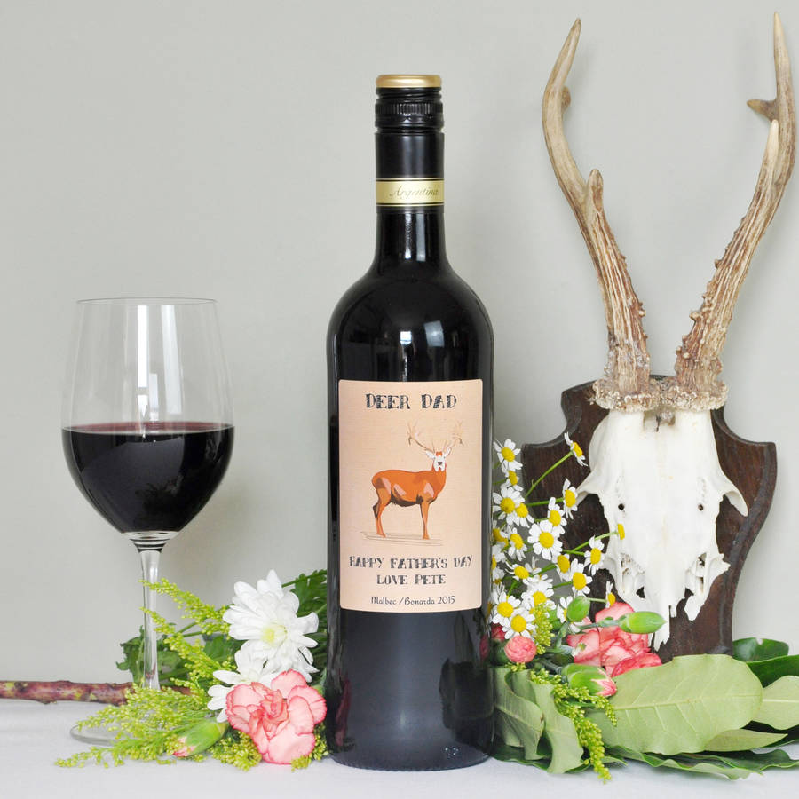 personalised malbec red wine with stag label by bottle bazaar