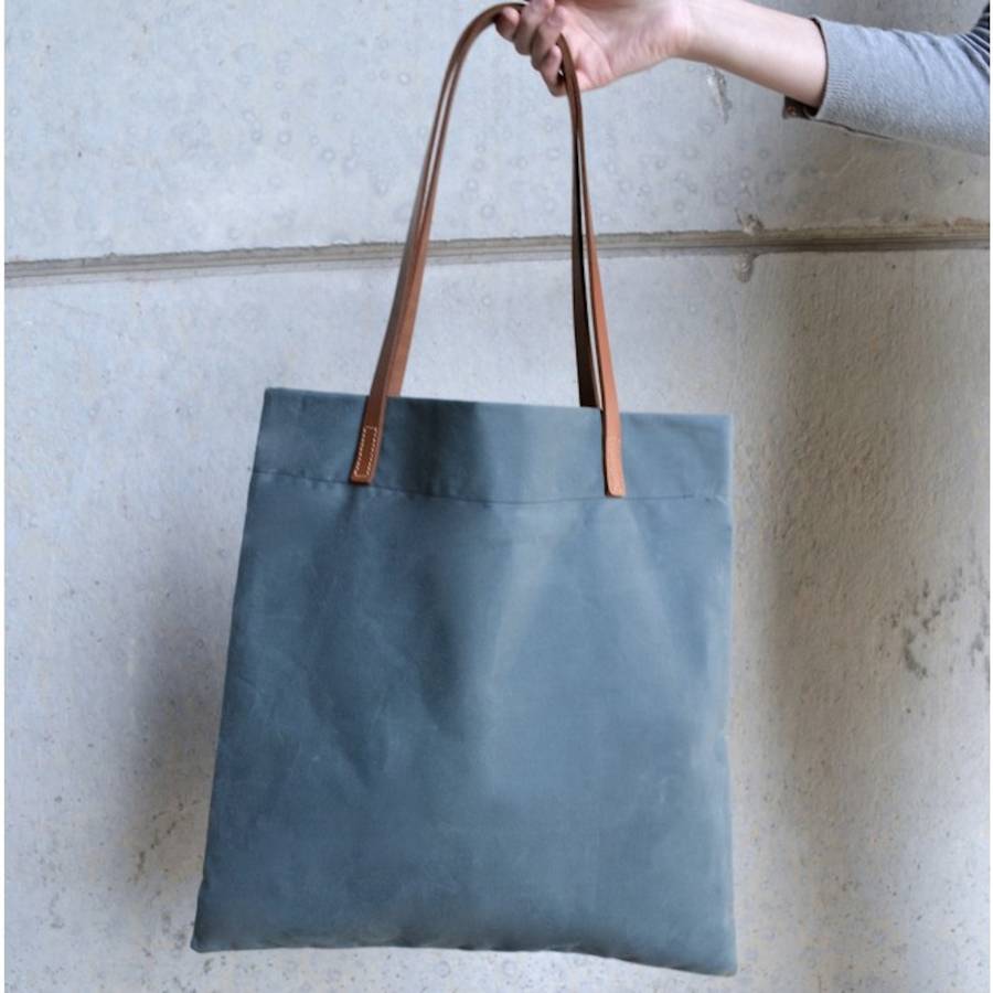 waxed cotton tote bag