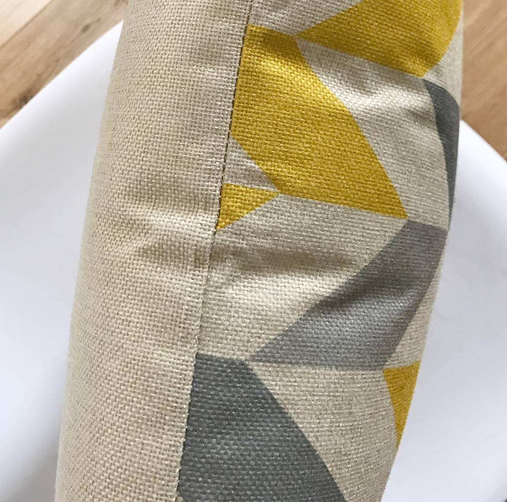 geometric yellow and grey chevron cushion cover by quirkybee