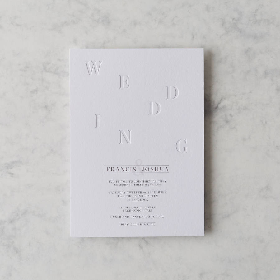 Luxury embossed wedding invitations uk